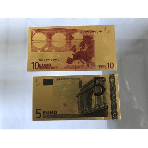 457 - Gold Foil Plated Notes of 5 and 10 Euro for Collectors