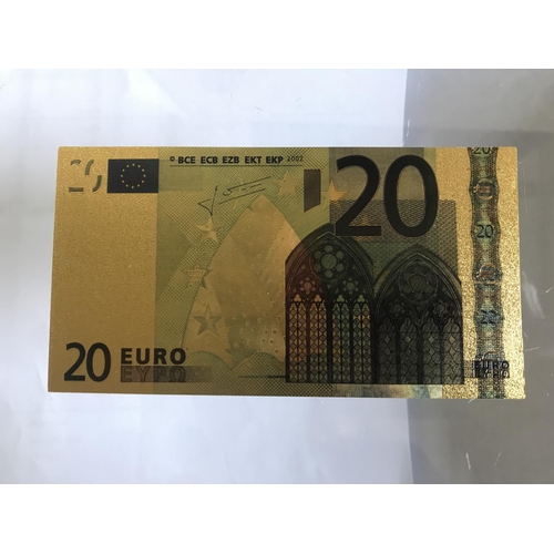458 - Gold Foil Plated 20 Euro Note for Collectors