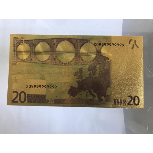 458 - Gold Foil Plated 20 Euro Note for Collectors
