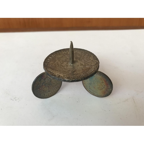 476 - Silver Handmade Receipt Spike with Real Silver Coins
