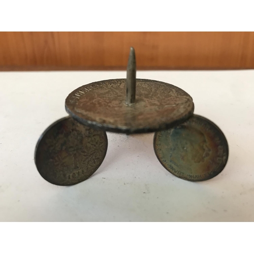 476 - Silver Handmade Receipt Spike with Real Silver Coins