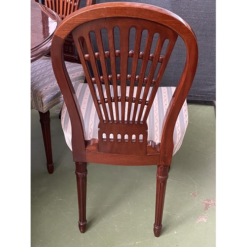 423 - Very Large x2 Extendable Dining Table with Brass Details and 12 Upholstered Matching Chairs (220/320... 