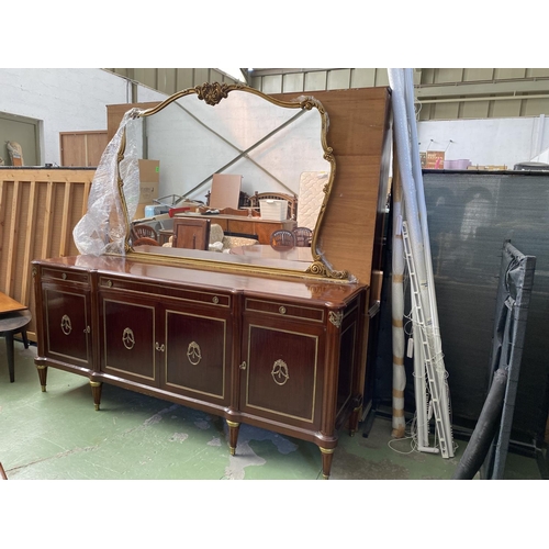 424 - Very Large Vintage Buffet Unit/Dressing Table with Brass Details and Large Mirror in Gold Colour Gil... 