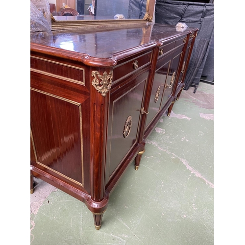 424 - Very Large Vintage Buffet Unit/Dressing Table with Brass Details and Large Mirror in Gold Colour Gil... 