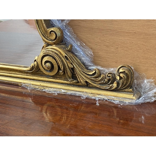 424 - Very Large Vintage Buffet Unit/Dressing Table with Brass Details and Large Mirror in Gold Colour Gil... 