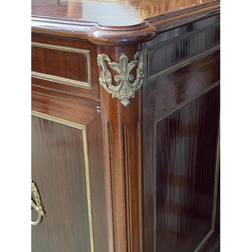 424 - Very Large Vintage Buffet Unit/Dressing Table with Brass Details and Large Mirror in Gold Colour Gil... 