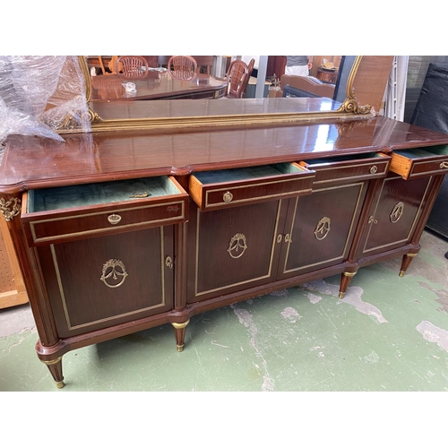 424 - Very Large Vintage Buffet Unit/Dressing Table with Brass Details and Large Mirror in Gold Colour Gil... 