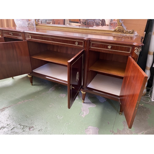 424 - Very Large Vintage Buffet Unit/Dressing Table with Brass Details and Large Mirror in Gold Colour Gil... 