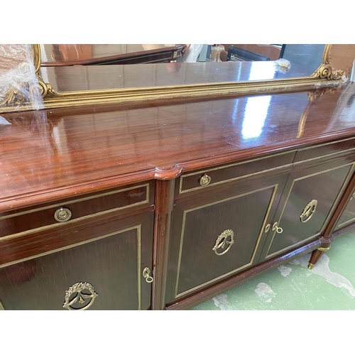 424 - Very Large Vintage Buffet Unit/Dressing Table with Brass Details and Large Mirror in Gold Colour Gil... 