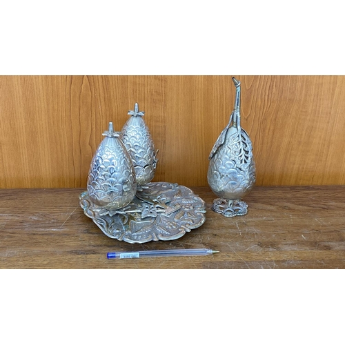 428 - Silver Plated 930 Weddings Incense Burners Set