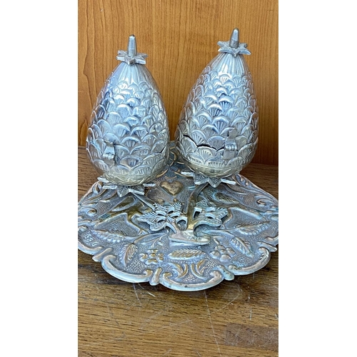 428 - Silver Plated 930 Weddings Incense Burners Set