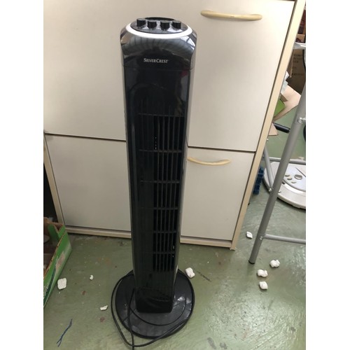 465 - Silver Crest Portable Electric Tower Oscillating Fan Heater