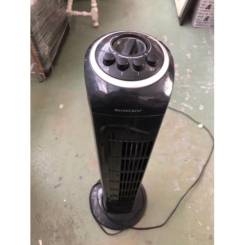 465 - Silver Crest Portable Electric Tower Oscillating Fan Heater