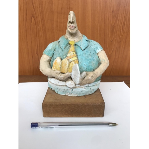 469 - Hand Made Man's Terracotta Figure Signed