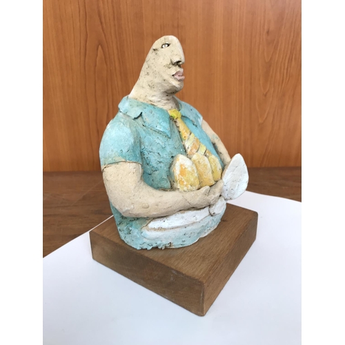 469 - Hand Made Man's Terracotta Figure Signed