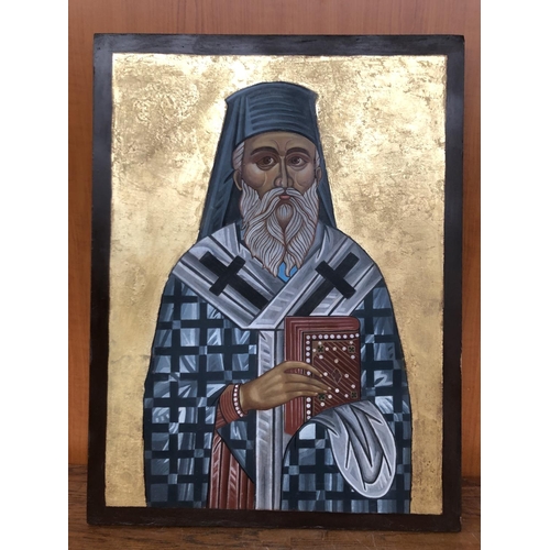475 - Religious Orthodox Icon on Wood (43 x57cm)