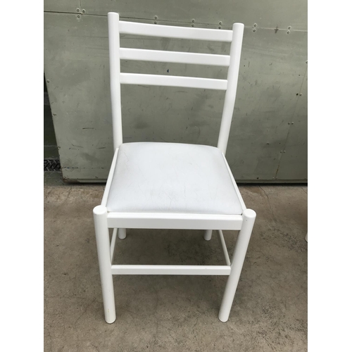 563 - White Oval Wooden Kitchen Table with 4 Matching Chairs Upholstered in Leather