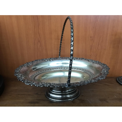 564 - Vintage EPNS Footed Tray with Handle and Brass Figurine-Candle Stick