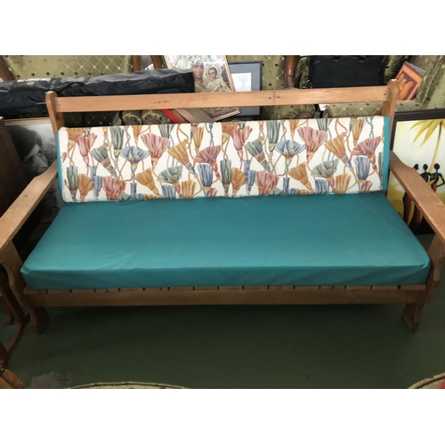 566 - Village Style Wooden 3-Seat Sofa with Cushions