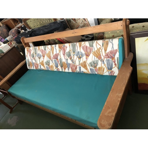 566 - Village Style Wooden 3-Seat Sofa with Cushions