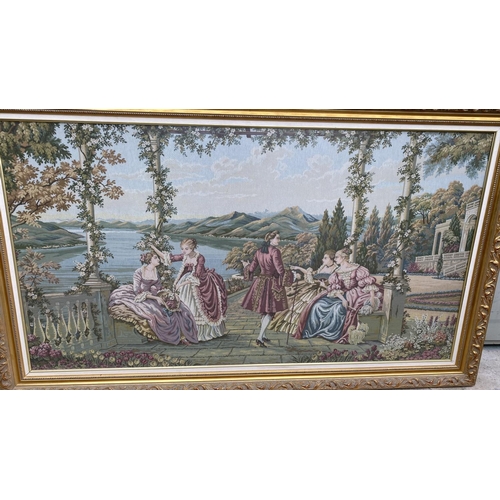 574 - Vintage Huge French Tapestry in Gilt Frame (197 x 117cm)