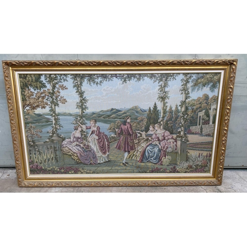 574 - Vintage Huge French Tapestry in Gilt Frame (197 x 117cm)