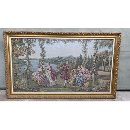 574 - Vintage Huge French Tapestry in Gilt Frame (197 x 117cm)
