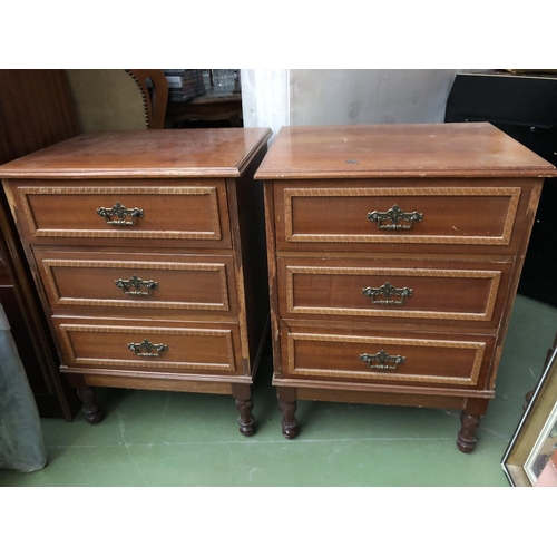 577 - x2 Large Vintage 3-Drawer Bedside Cabinets with Carvings