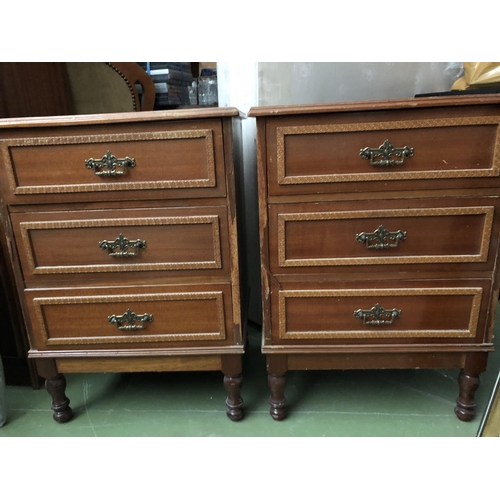 577 - x2 Large Vintage 3-Drawer Bedside Cabinets with Carvings