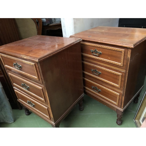 577 - x2 Large Vintage 3-Drawer Bedside Cabinets with Carvings