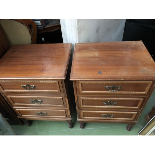 577 - x2 Large Vintage 3-Drawer Bedside Cabinets with Carvings