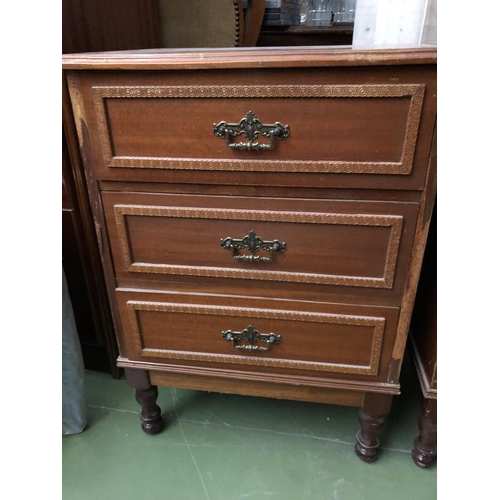 577 - x2 Large Vintage 3-Drawer Bedside Cabinets with Carvings