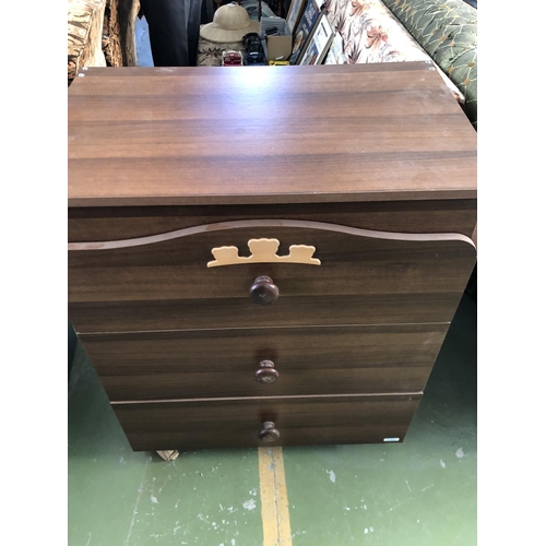 594 - MIBB Child's Bedroom Wooden Chest of 3 Drawers (74 W. x 45 D. x 89cm H.)