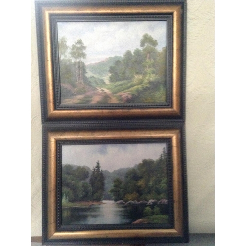 120 - x2 Vintage Oil on Canvas Landscape Paintings, Framed (54 x 44cm/each)