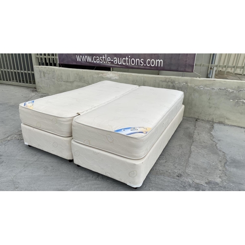 129 - Double Bed Consisting of Twin Divan Base and 2 Gevorest Supreme Relax Mattresses (78 x 192cm) Connec... 