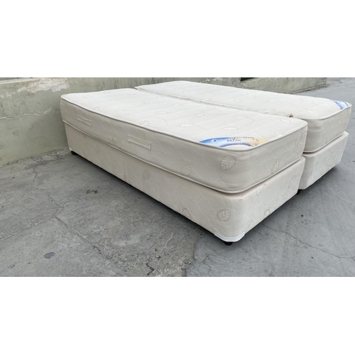 129 - Double Bed Consisting of Twin Divan Base and 2 Gevorest Supreme Relax Mattresses (78 x 192cm) Connec... 