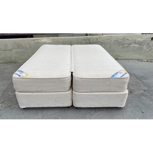 129 - Double Bed Consisting of Twin Divan Base and 2 Gevorest Supreme Relax Mattresses (78 x 192cm) Connec... 