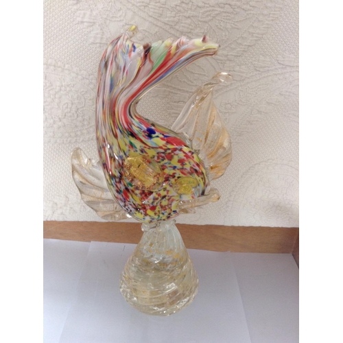 194 - Murano Art Glass Blue/Multi Colored Fish Figure (20cm)