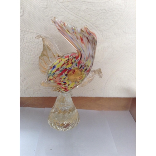 194 - Murano Art Glass Blue/Multi Colored Fish Figure (20cm)