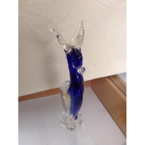 156 - Murano Art Glass Blue Deer Figure (22cm H.)