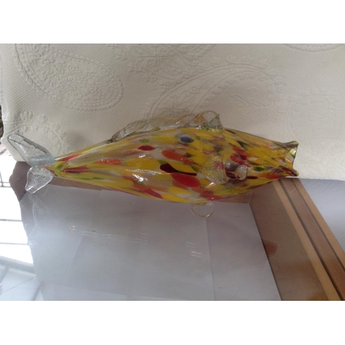 280 - Large Murano Art Glass Multi Color Fish Figure (37cm W.)