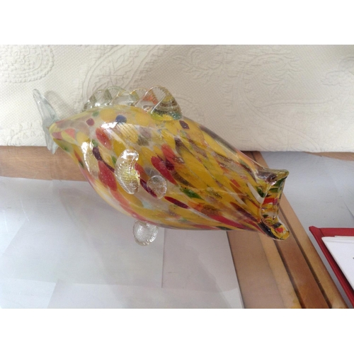 280 - Large Murano Art Glass Multi Color Fish Figure (37cm W.)