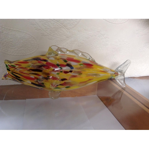 280 - Large Murano Art Glass Multi Color Fish Figure (37cm W.)