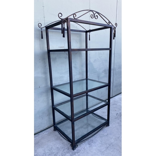 60 - Large High Quality Sturdy Rectangular Etagere with 4 Thick Glass Shelves (85 W. x 60 D. x 190cm H.)