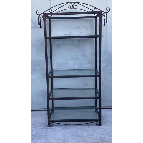 60 - Large High Quality Sturdy Rectangular Etagere with 4 Thick Glass Shelves (85 W. x 60 D. x 190cm H.)