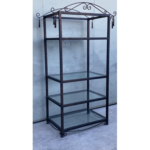 60 - Large High Quality Sturdy Rectangular Etagere with 4 Thick Glass Shelves (85 W. x 60 D. x 190cm H.)