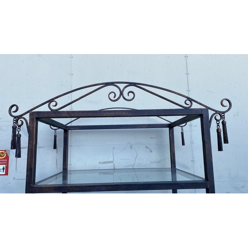 60 - Large High Quality Sturdy Rectangular Etagere with 4 Thick Glass Shelves (85 W. x 60 D. x 190cm H.)