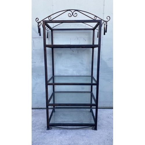 60 - Large High Quality Sturdy Rectangular Etagere with 4 Thick Glass Shelves (85 W. x 60 D. x 190cm H.)