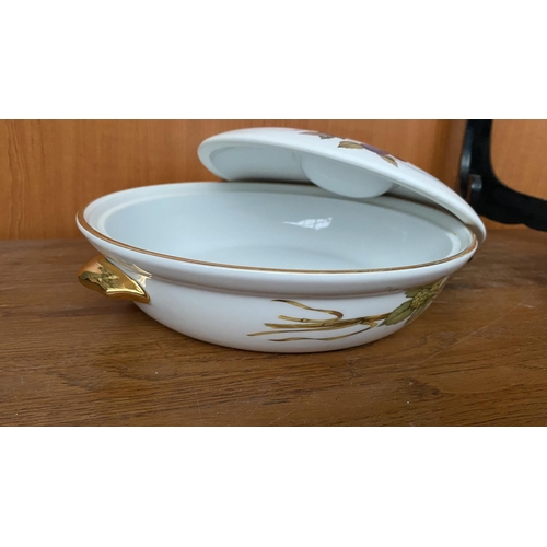 74 - Royal Worcester 'Eversham' Serving and Baking Dishes with Gold Rim and Fruit Pattern Made in England... 