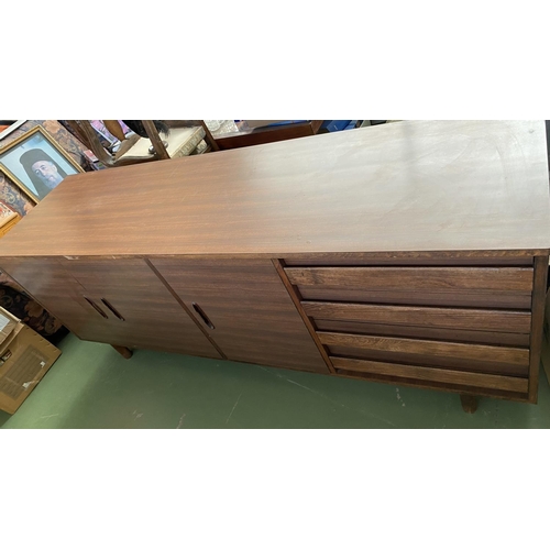 76 - Vintage 1960's Danish Style Side Board with 4 Drawers and 2 Cabinets (190 W. x 54 D. x 75cm H.)